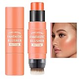 Cream Blush Stick with Brush,Waterproof Multi Cream Blush Stick Makeup,Lightweight,Long-lasting,Easy
