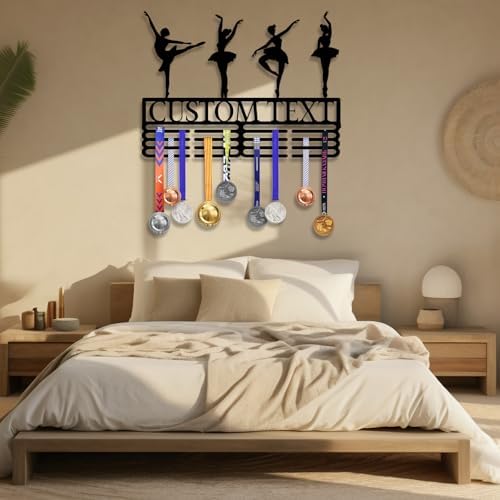Personalized Medal Hanger Display - Custom Name Medal Holder Rack Wall Mount Decor, Trophy Shelf Tiered Award Rack Award Ribbon Hanger, Women Sports Medal Holder Rack for Dancing, Cheer, Ballet — view 7