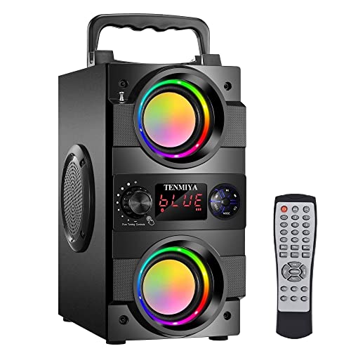 Bluetooth Speaker, 40W(60W Peak) Portable Bluetooth Speakers with Lights Wireless Stereo Rich Bass Speakers with Double Subwoofer Outdoor/Indoor Party Speakers Support FM Radio Remote Control AUX EQ
