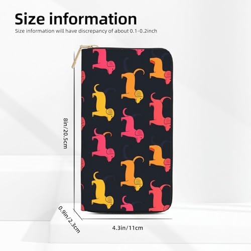 Leather Thin Slim Wallets for Women Men - Fashion Dachshund Dog Cute Print Card Wallet Holder with Zipper2