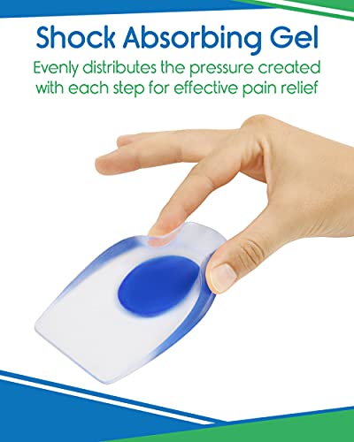 Vivesole Gel Heel Cups For Pain, Plantar Fasciitis (Pair) - Silicone Insert Pads For Relief, Heel Spurs, Shoes, Achilles Treatment - Foot Comfort Support Protectors For Women, Men (Blue, Large) #TOP2