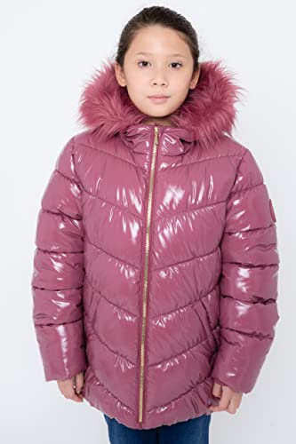 Image of Juicy Couture Girls Coat, Faux Fur Hooded Winter Jacket, Warm Padded Parka Hoodie, Kids Heavyweight Winter Coat