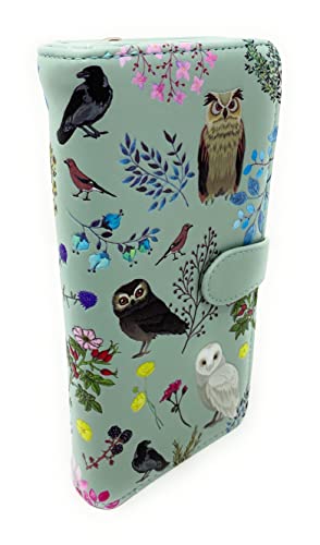 Shag Wear Large Owl Wild Bird Themed Women's Wallet Mint Green 7" #TOP4