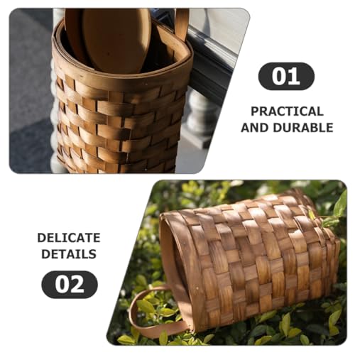 Cesta pequeña cesta tejida compacta de madera para flores y plantas secas 3