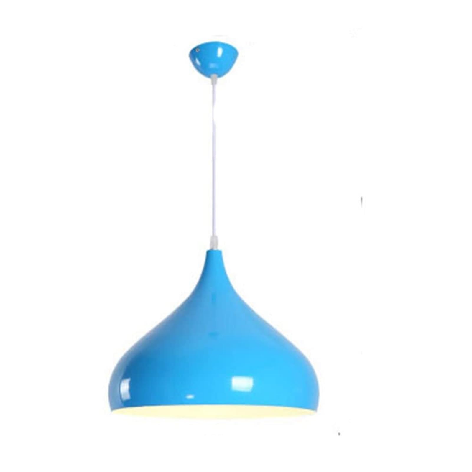 HUAYUSEDF Modern Industrial Metal Pendant Lamp Chandelier Hanging Lighting Ceiling Fixture E27 Compatible for Kitchen Study(Sky Blue,24cm)