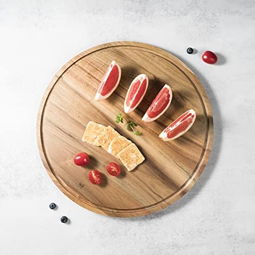 JF JAMES.F Chopping BoardExtra Large Size Round Acacia Wood Cutting Board with Juice Groove Wooden Chopping Board for Food Prep Fruit Vegetable Meat