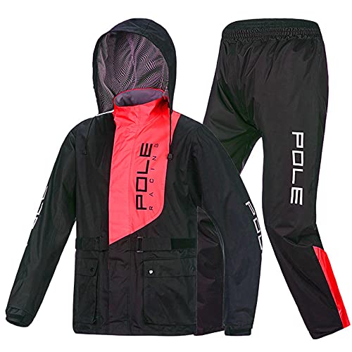 Combinaison de Pluie pour Homme et Femme (Veste + Pantalon), étanche, Respirante, Imperméables de ​réfléchissants,Rouge,XL Cover