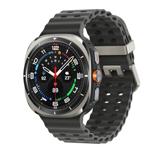 Samsung Galaxy Watch Ultra (2025), AI Smart Watch, Marine Band, Titanium Casing, Cushion Design, Quick Button, 47mm, LTE, Titanium Silver, 3 Year Extended Warranty (UK Version)