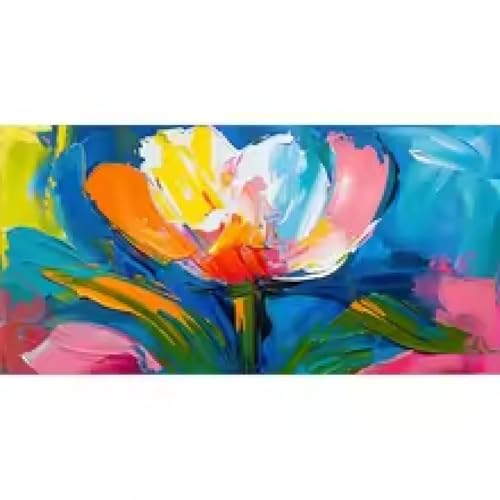 Peinture sur toile moderne fleur salon affiche murale texturée tulipes 65x130