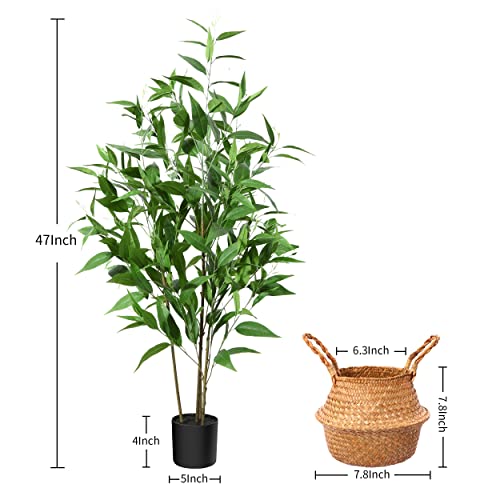 Ferrgoal Artificial Eucalyptus Tree, 47 Inch Tree Fake Plant In Pot For Home And Office Decor, Potted Faux Plants Tall Trees Indoor, Outdoor, Lifelike Decoration 2Pack, Green #TOP1