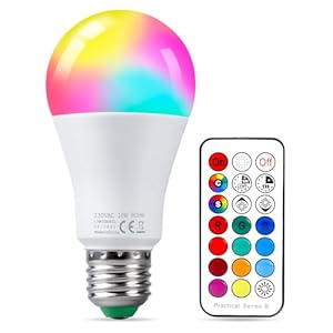 REYLAX Gekleurde Bollen LED RGBW Lamp E27 10W, Dimbare Edison Gloeilampen Dual Geheugen 12 Kleuren LED-lampen, Draadloze Afstandsbediening Inbegrepen, voor Thuis Bar KTV Partij