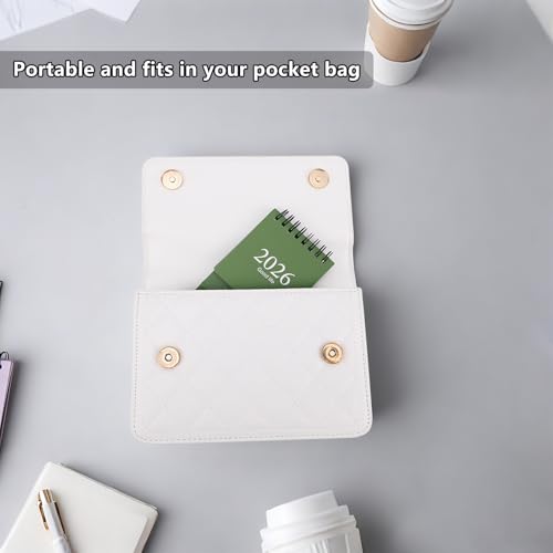 Mini Desk Calendar 2026-2027, January 2026 to July 2027 19-Month Standing Flip Small Desktop Calendar with Twin Wire Binding & Stickers for Home Office & School (Green) - Image 3