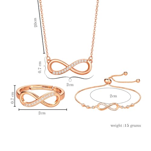 Image of Nilu's Collection Infinity Shape Cubic Zirconia Diamond Bracelet for Women Jewelry for Gift, Adjustable Charm Bracelet