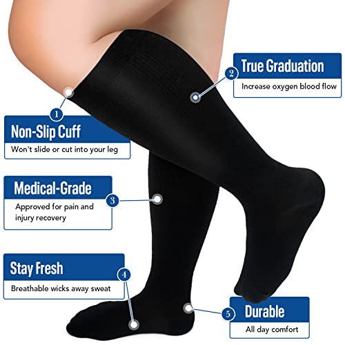 Iseasoo Plus Size Compression Socks For Women & Men Wide Calf 20-30Mmhg Extra Large Support Socks For Nurses Circulation(2Xl) #TOP2