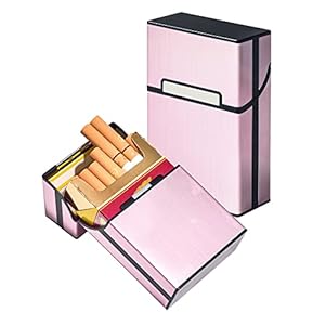 LAOYE Sigarettendoosjes, van metaal met magneetsluiting, van aluminium, lichte stijlvolle sigarettendoosjes voor 20 sigaretten (2 stuks, roségoud)