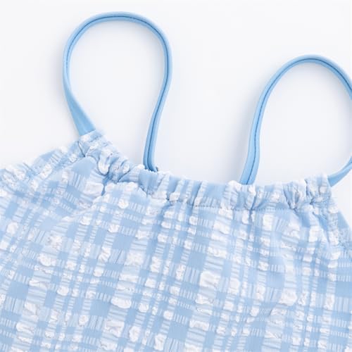 LIZENS Girls Two-Pieces Plaid Swimwear Spaghetti 2-12Years Tie Side Beach Bathing Swimsuit Bikini Sets3
