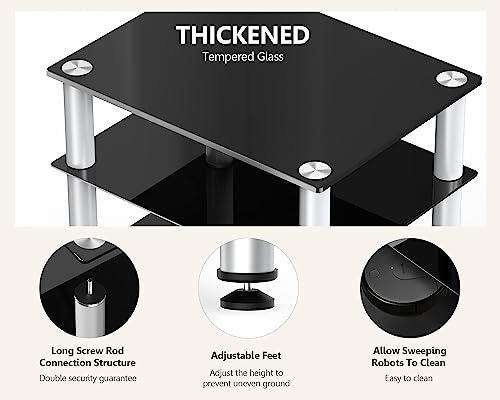 FITUEYES 4-Tier Media Stand Audio/Video Component Cabinet with Glass Shelf for/Apple Tv/Xbox One/ps4 Panda Silver Color - Image 6