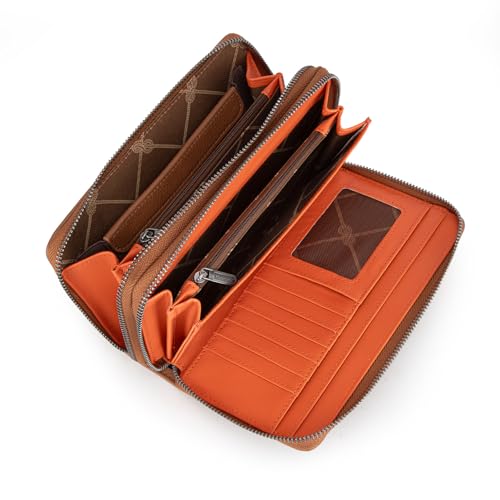 Montana West X Wrangler Large Capacity Women Wristlet Dual Zipper Wallet with Id Window and Smooth Metal Zipper4