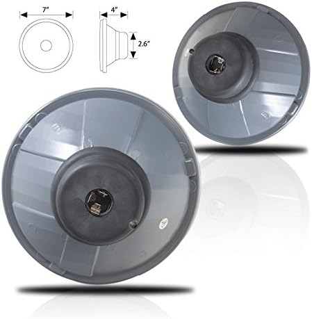 Premium Pair 7" Round Conversion Head Light W/ Light Bulb - Clear Lens - Light bulb type H4 12V 60/55W