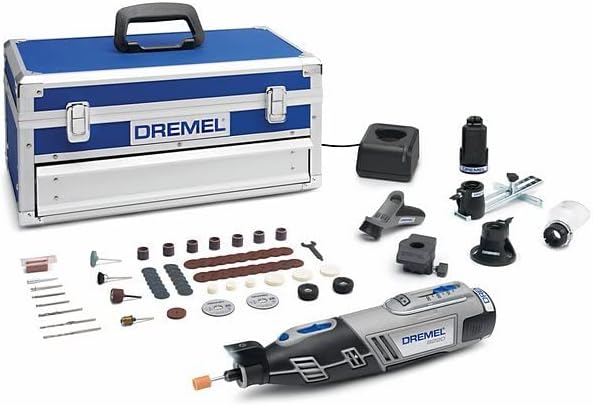 Dremel 8220 Cordless Rotary Tool 12 V Multi Tool Kit with 5 Attachments 65 Accessories, Front LED Light, Speed 5000-35000 rpm for Cutting, Sanding, Drilling, Cleaning, Routing Grey,8220-5/65
