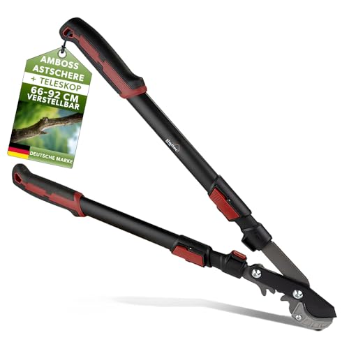 siwitec Teleskop Amboss Getriebeastschere SG-23, Amboss Baumschere für frisches Holz bis zu Ø 40 mm, Astschere mit scharfer Klinge aus Kohlenstoffstahl, Länge: 66-92 cm, Baumschere, Gartenschere siwitec Teleskop Amboss Getriebeastschere SG-23, Amboss Baumschere für frisches Holz bis zu Ø 40 mm, Astschere mit scharfer Klinge aus Kohlenstoffstahl, Länge: 66-92 cm, Baumschere, Gartenschere