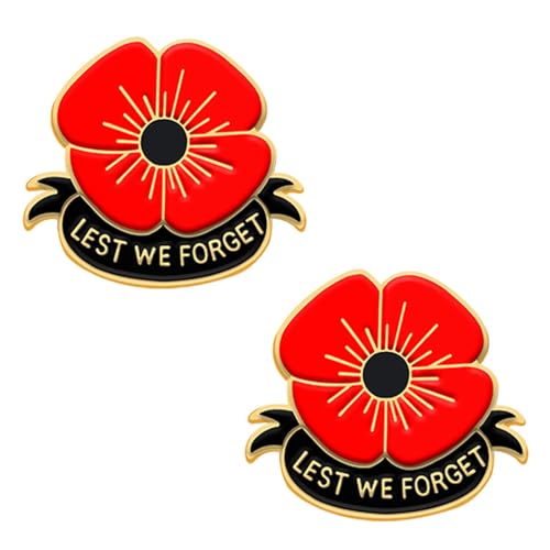 ZYMGUO 2 4 10 Red Metal Poppy flower Pins Brooch Handmade craft enamel flower Lest We Forget for Women Men Veterans Day Memorial Day Remembrance Day Gifts Clothing Accessories lapel pin (2 PCS)