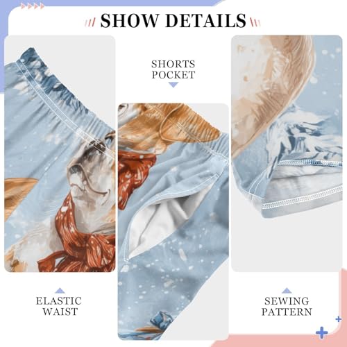 Corgi Dog Snowman Boys Long Pants Soft Trousers Elastic Waist Kids Lounge Bottoms with Pockets S-XL4