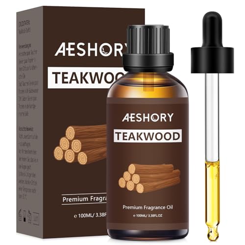 Teakwood Fragrance Oil 3.38FL.OZ - Aromatherapy Essential Oils for Diffusers for Home Teakwood Scented Oils for Massage Soap Candle Making Scents - 100ML