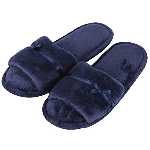 Home Slipper Open Toe Slippers Womens Soft Fuzzy Flannel Memory Foam Non-Slip Indoor Slippers