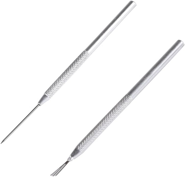 2PCS Clay Ceramic Needle Tool Stainless Steel and Feather