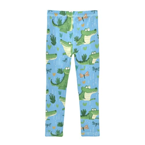 Cute Alligators Girls' Leggings Toddler Doodles Raindrops Kids Yoga Pants Dance Active Tights 4T2