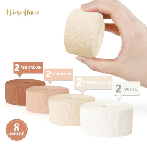 Image of NICROHOME EUR Wedding Party Decorations, 8 Rolls Creamy White Crepe Paper Streamers for Boho Wedding, Engagement, Baby Bridal Showers Party Supplies, Birthday, 82 ft Long