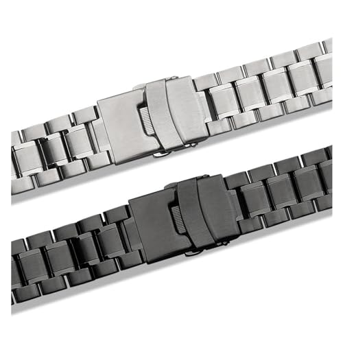 Bracelet de montre en acier inoxydable noir 18mm 20mm 22mm 24mm à interface incurvée