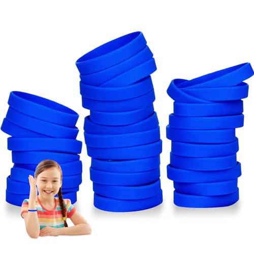 THXIY 100PCS Silicone Wristbands for Kids Teens 7 Sports Wholesale Rubber Bracelets for Events Party Teacher Supplies Boys Gilrs Education Activities Blue