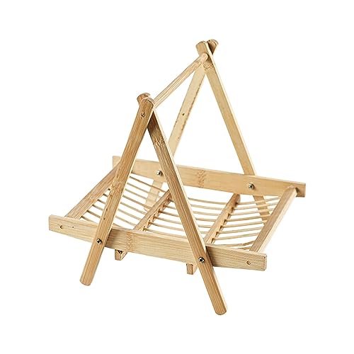 ?????? Bamboo Food Storage Basket Bread Fruit Storage Organizer Vegetable Rack Drying Rack Foldable Rack Fruit Holder for Countertop Mutton Fruits, Wooden