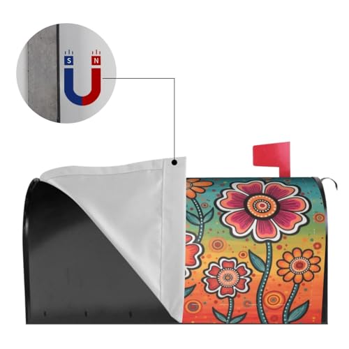 Image of Abstract Flowers Mailbox Cover Magnetic Seasonal Waterproof Mailbox Wraps Post Letter Box Decor 21x18 in