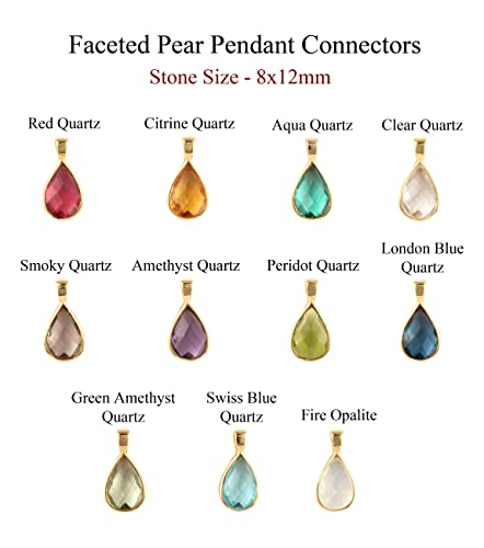 Guntaas Gems 3 Pieces Of Party Wear Red Quartz Brass Gold Plated Faceted Cut Pear Shape Pendant For Girls. #TOP2