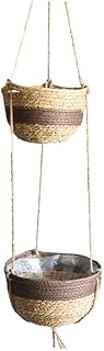Anomidry Hanging Planter 2 Rattan Woven Round Hanging pots, for Dried Flowers, for Plants, for Indoor Garden, for Gifts (Color : B, Size : A)