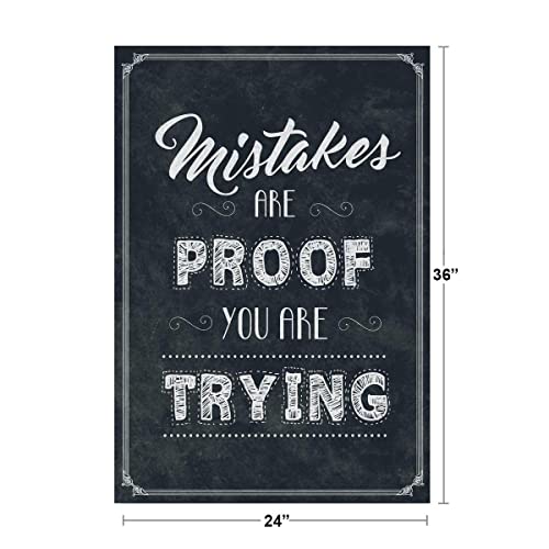 Image of Growth Mindset Poster Mistakes Are Proof You Are Trying For Classroom Decoration Motivational Class Rules Chalkboard Theme Cool Wall Art Print Poster 24x36