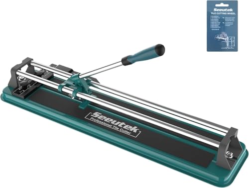 Seeutek Manual Tile Cutter, 14 inch Professional Porcelain Ceramic Tile Cutter, Double Rails Design, Tile Cutter Tool with Tungsten Carbide Cutting Wheel, Easy to use
