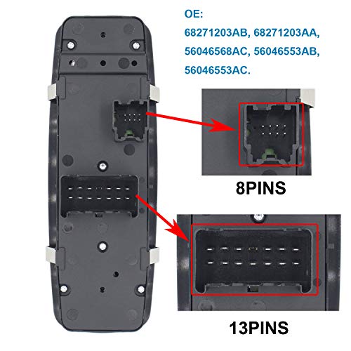 MOCW 68271203AB Left Driver Master Power Window Switch Fit for 2015-2016 Chrysler 200,for 2013-2016 Dodge Dart; for 2014-2016 Jeep Cherokee- No Auto - Thumbnail 3