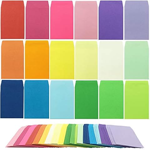 JOLLY SWEETS 108 Pack 18 Rainbow Color 2.25x3.5 Coin and Small Envelopes, Self-Adhesive Small Parts Packets Envelopes, Coin Stamps Storage for Home, Garden, Wedding or Office Cover