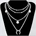 Produktbild Anglacesmade Bohemia Layered Choker Halskette Mond Halskette Gold Silber Perlen Choker Disc Halskette Halbmond Münze Anhänger Halskette Mehrschichtige Station Kette für Frauen und Mädchen