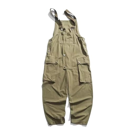Overol de algodón recto holgado casual con bolsillo frontal para hombre 2