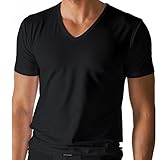 2er Pack Mey Herren Shirt - 46007 Serie Dry Cotton - Mit V-Ausschnitt - bi-elastisch - Angenehm kühl auf der Haut - Farbe Schwarz - Größe 8