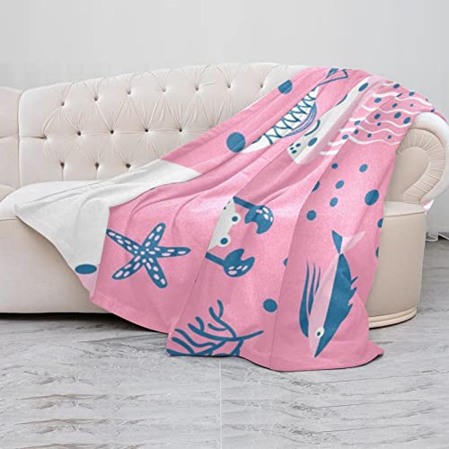 Couverture microfibre 150x200cm motif ocean pour canape et lit - 5