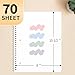 SUNEE Spiral Notebooks College Ruled, 1-Subject, 4 Pack, 8 x 10-1/2 in, 70 Sheets, 3-Hole Punched Paper, Pastel Pink, Purple, Blue, Green for School, Home & Office, Writing Journal