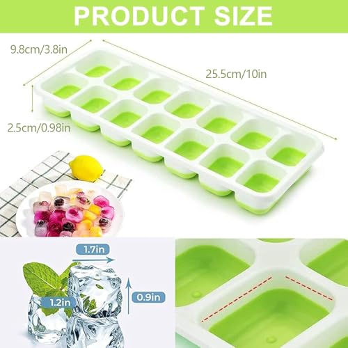 Ice Cube Trays, 4 Packs Ice Cube Moulds with No-Spill Removable Lid, Easy-Release Silicone and Flexible Ice Trays for Freezer, Whiskey, Cocktail and Drink - Image 3