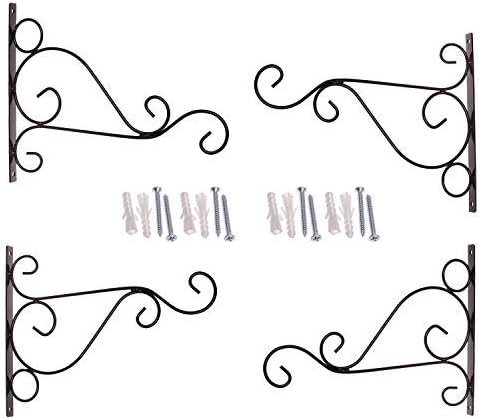 Orgrimmar Hanging Plant Bracket 4 Packs Metal Wall Plant Hangers with Iron Screws Decorative Hook for Bird Feeders, Lanterns, Wind Chimes, Planters, Flower Pot, Outdoor Indoor Decor