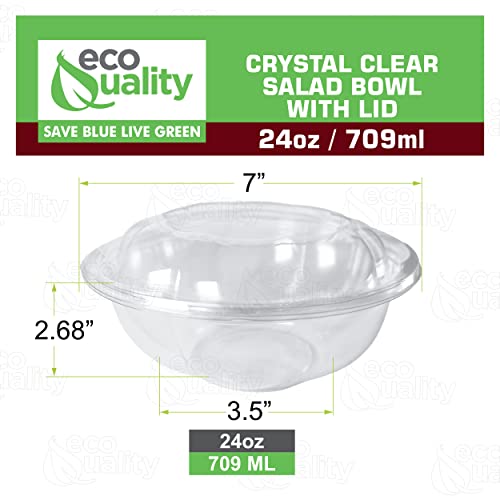 24oz Salad Bowls To-Go with Lids (300 Count) - Clear Plastic Disposable Salad Containers | Airtight, Lunch, Salads, Parfait, Fruits, Leak Proof, Airtight, Fresh, Meal Prep | Rose Bowl Container (24oz)
